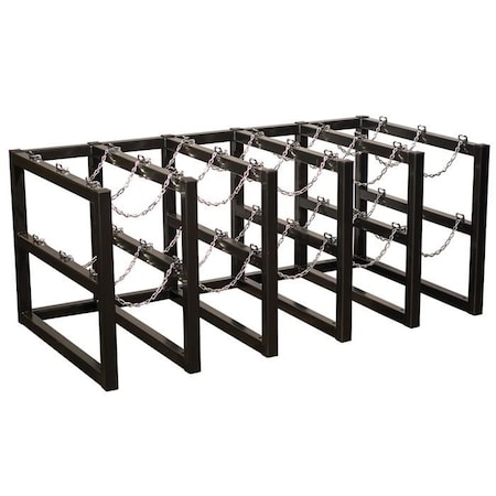 Justrite Cylinder Tube Rack, 5 Wide x 3 Deep, 70"W x 38"D x 30"H, 15 Cylinder Cap. 35178